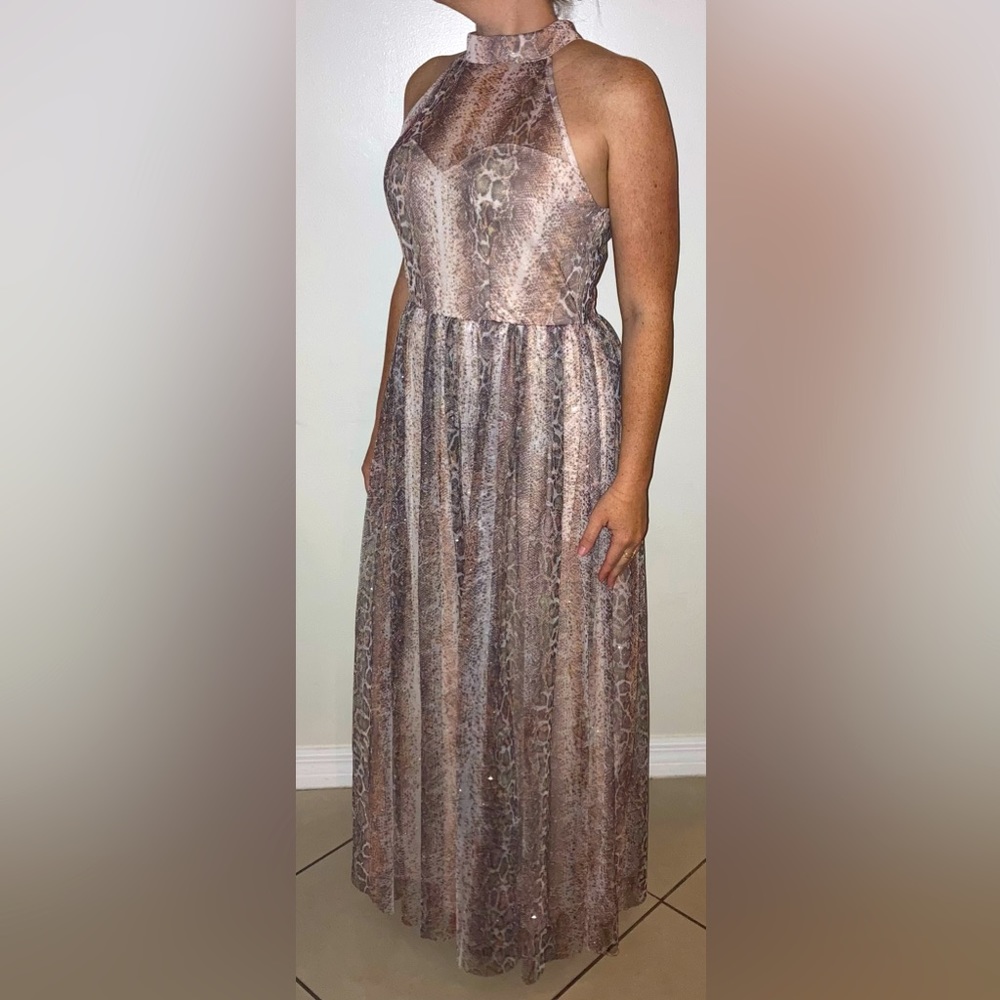 Candalite Gold Glitter Halter Dress‎ size M